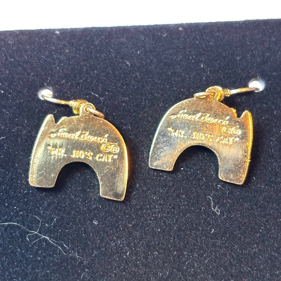 Vintage Laurel Burch Mr. Jio’s Cat Enamel Dangle Cat Earrings, Goldtone VTG Cats - Picture 10 of 16